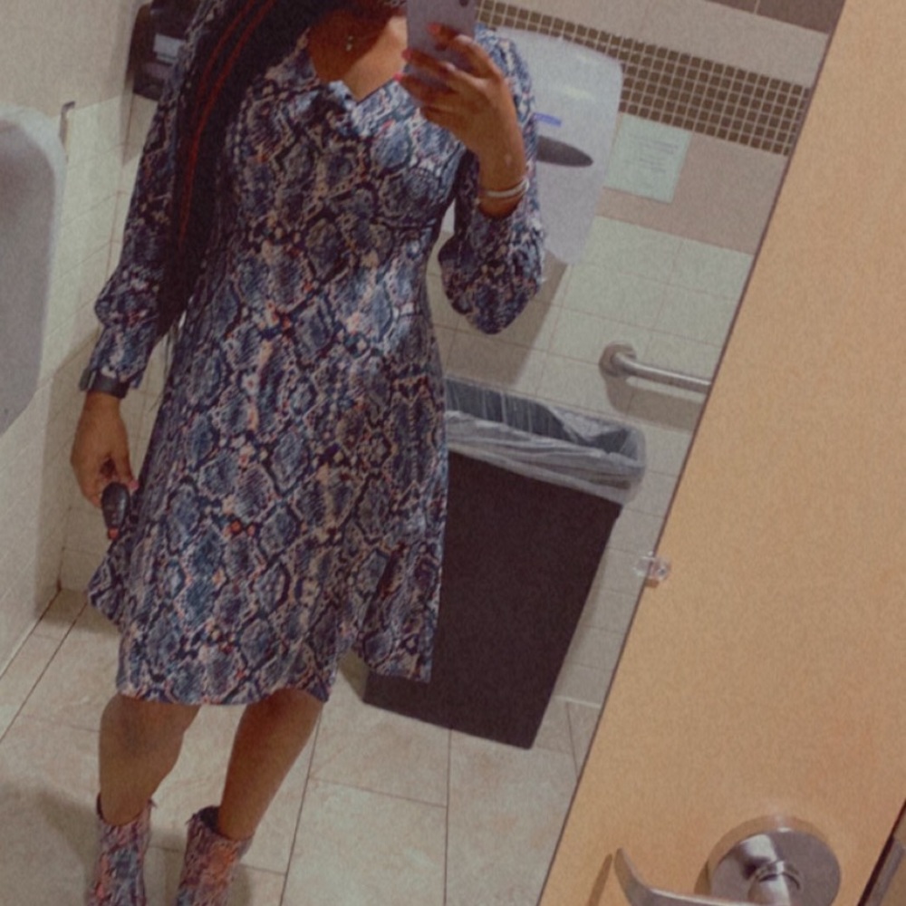 Women’s V Neck Snake Print Dress